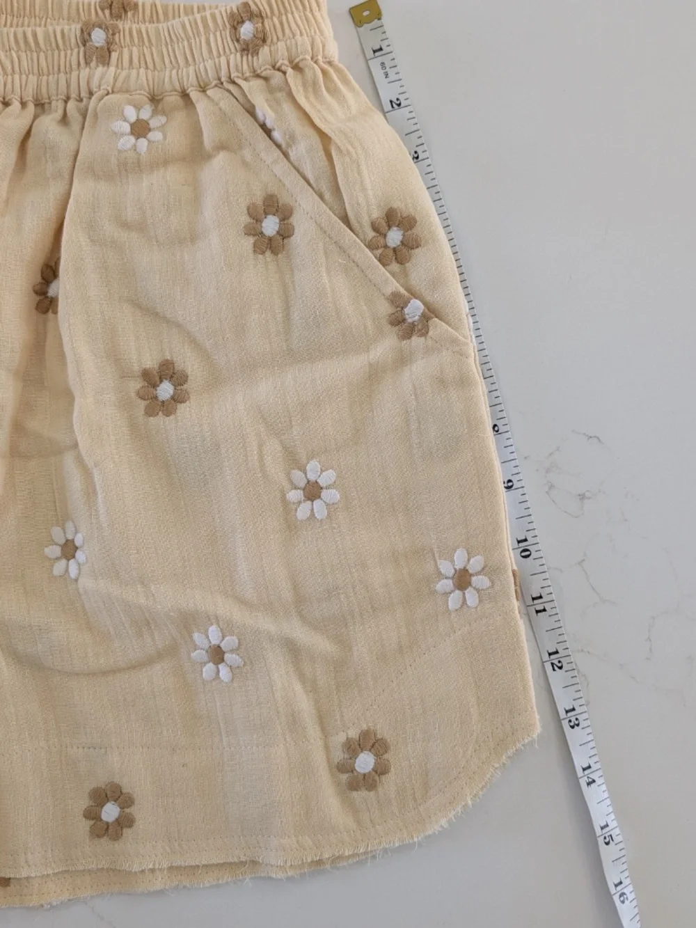 BAZISZT Casas Wildflower Embroidered Shorts Yellow Cotton Muslin Medium NWT - Picture 10 of 12